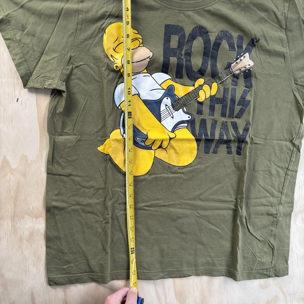 The‎ Simpsons Homer Rock This Way Shirt Mens XL Green Guitar Graphic Tee T-Shirt